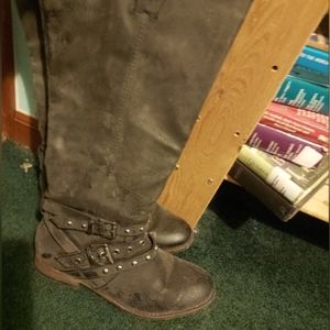 Dark Brown Faux Suede Boots